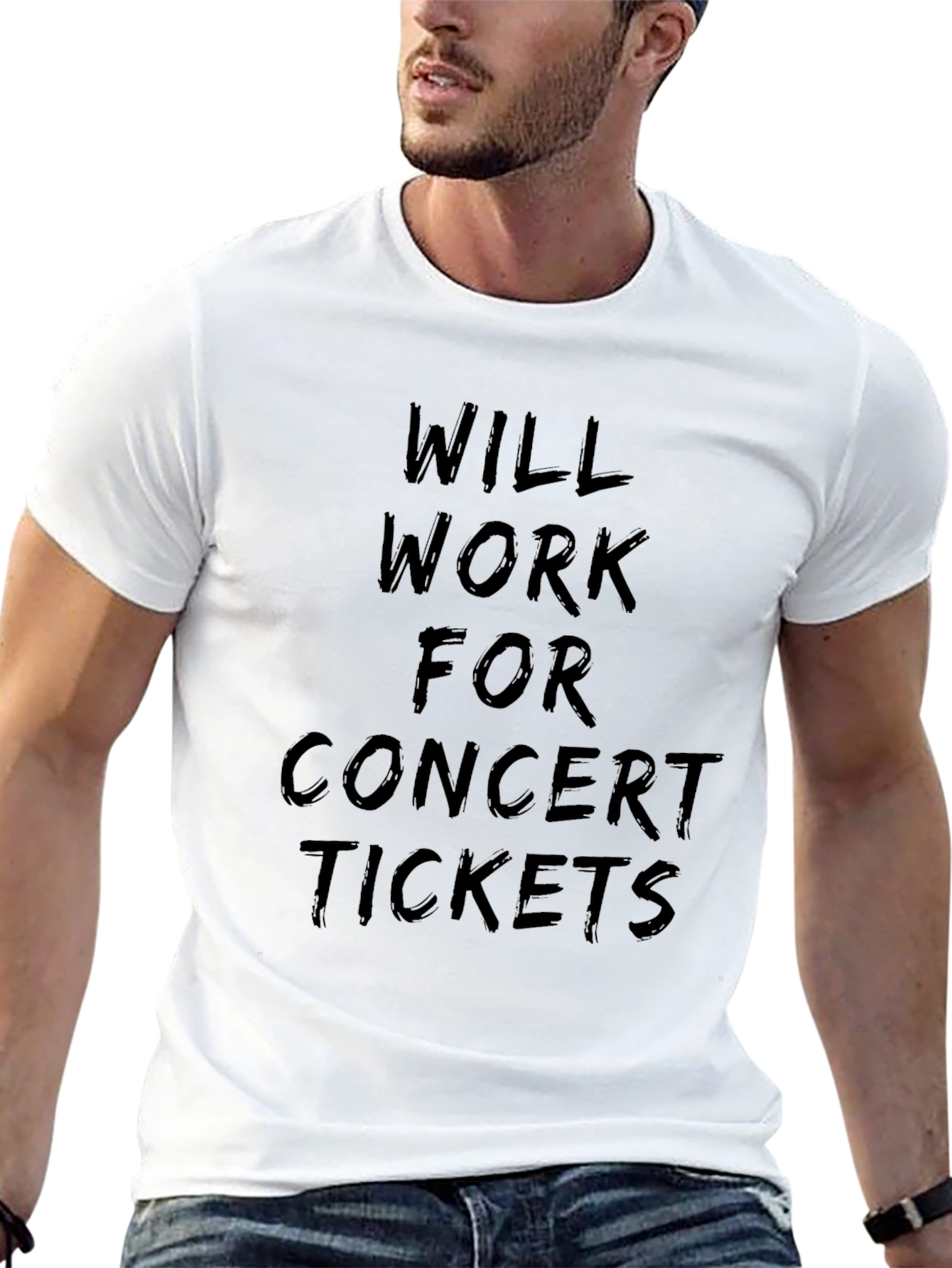 Will Work for Concert Tickets Black T-Shirt