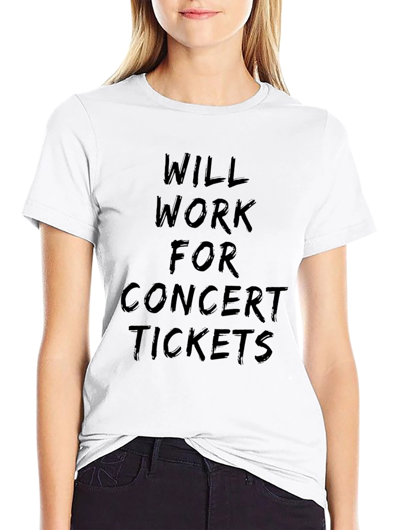 Will Work for Concert Tickets Black T-Shirt