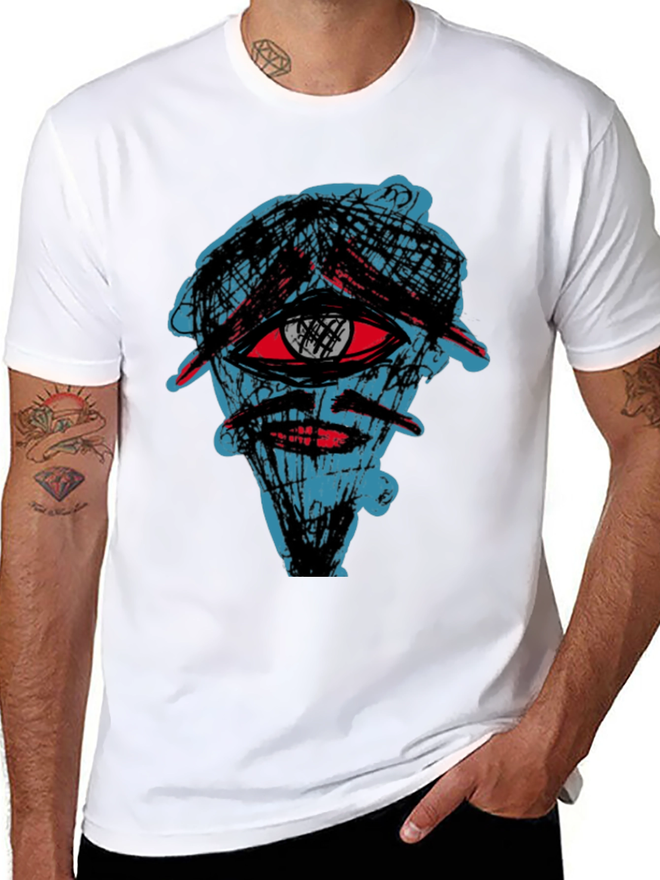 Abstract Eye Graphic Tee - Black Cotton Shirt