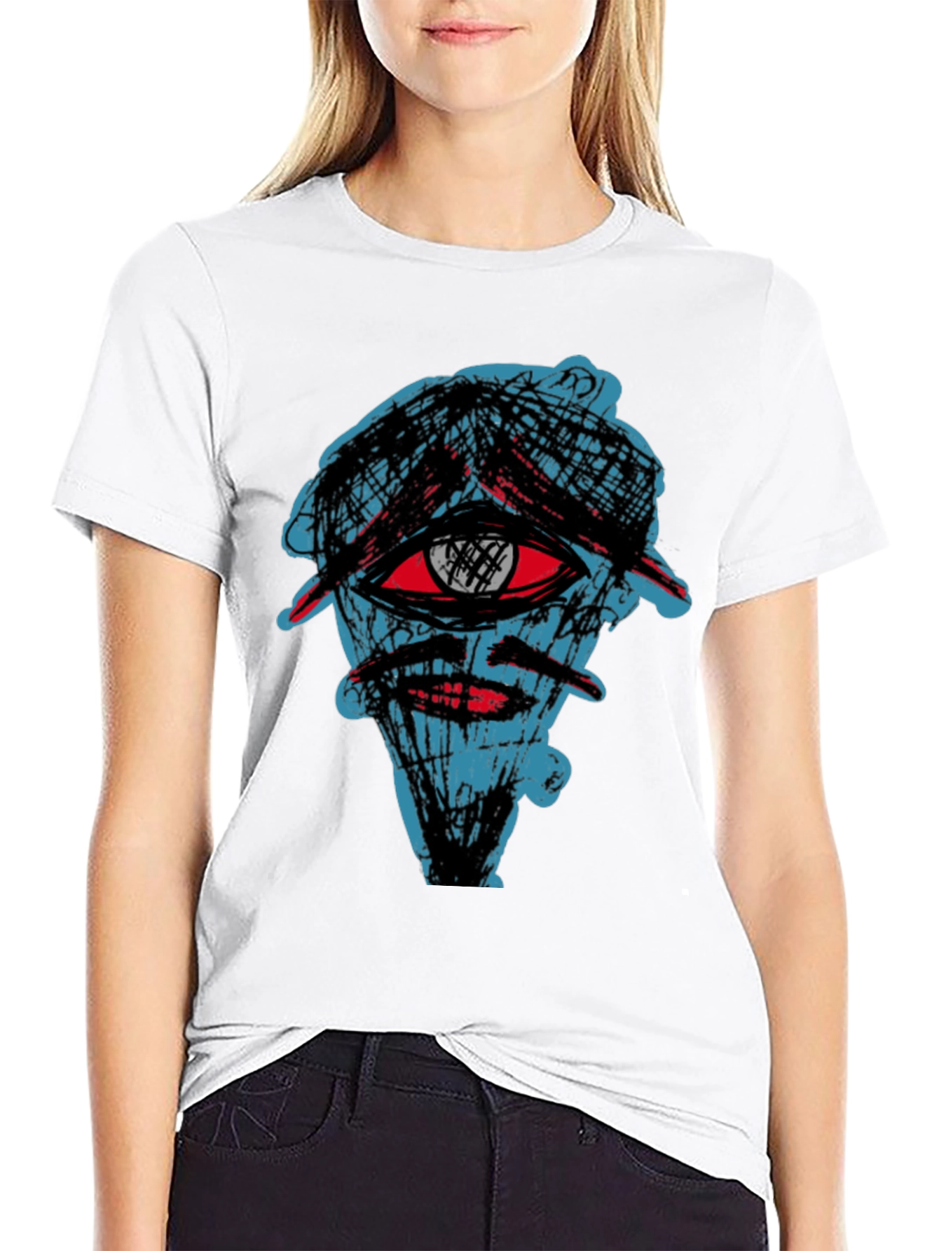 Abstract Eye Graphic Tee - Black Cotton Shirt