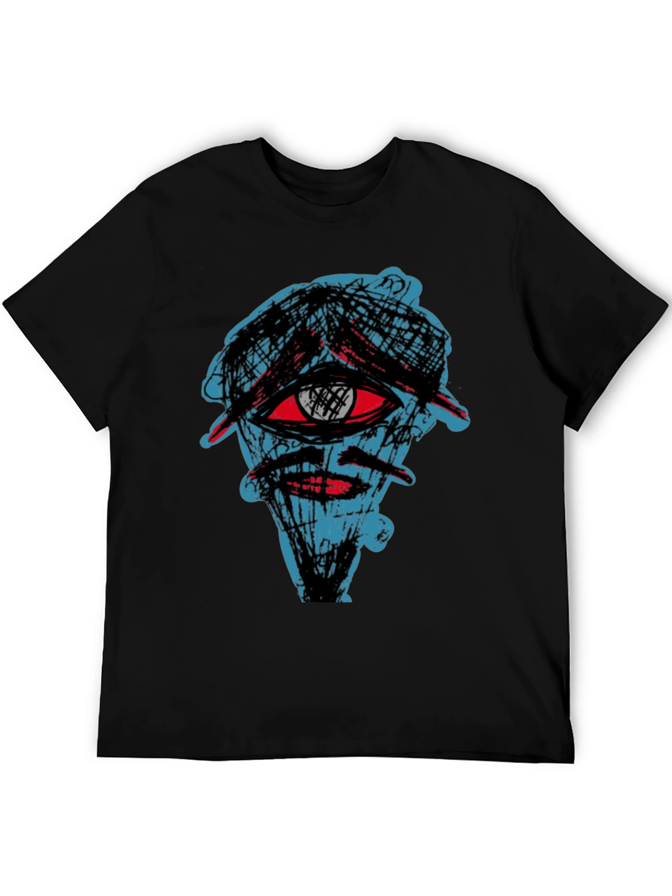 Abstract Eye Graphic Tee - Black Cotton Shirt