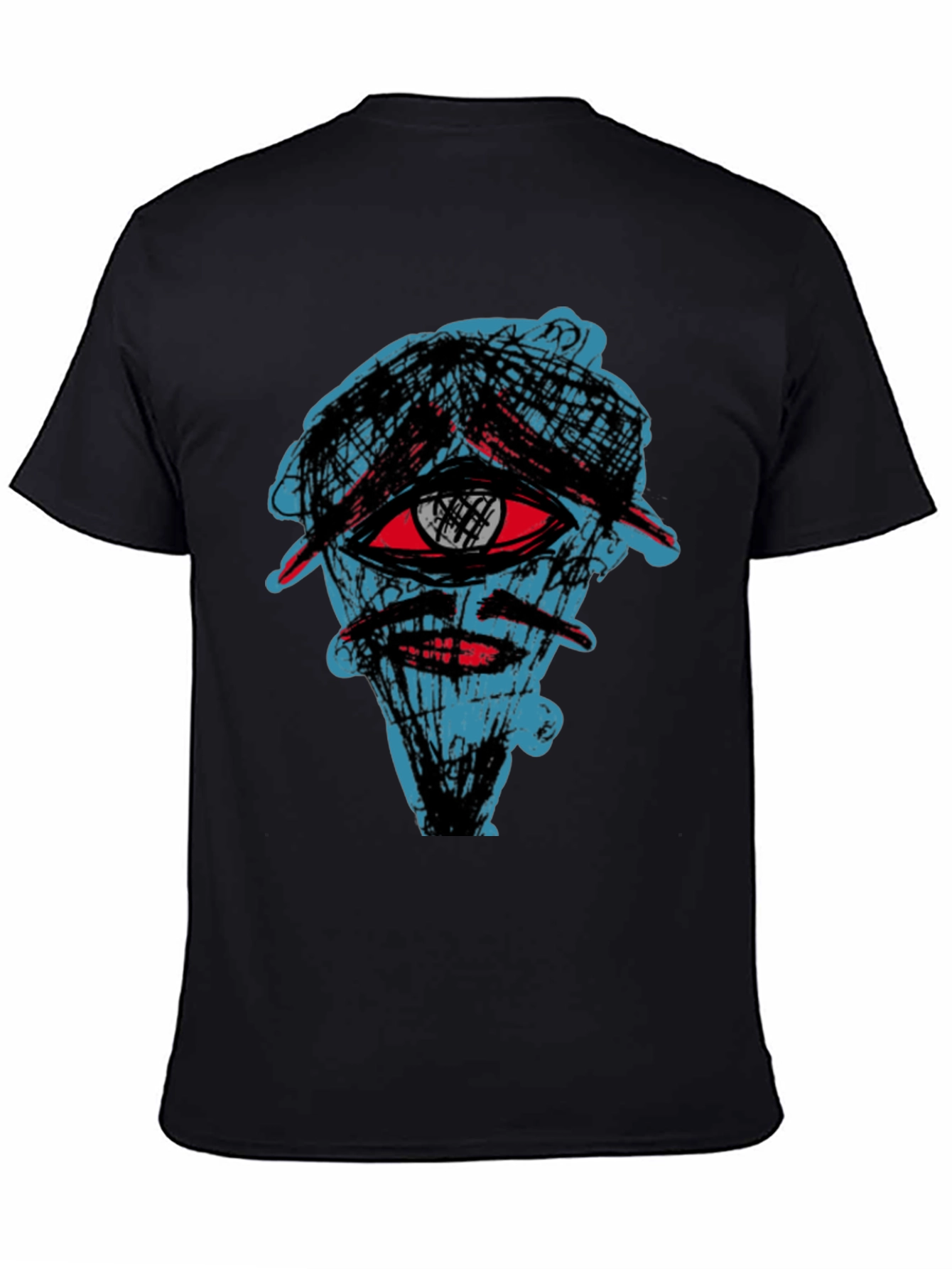 Abstract Eye Graphic Tee - Black Cotton Shirt