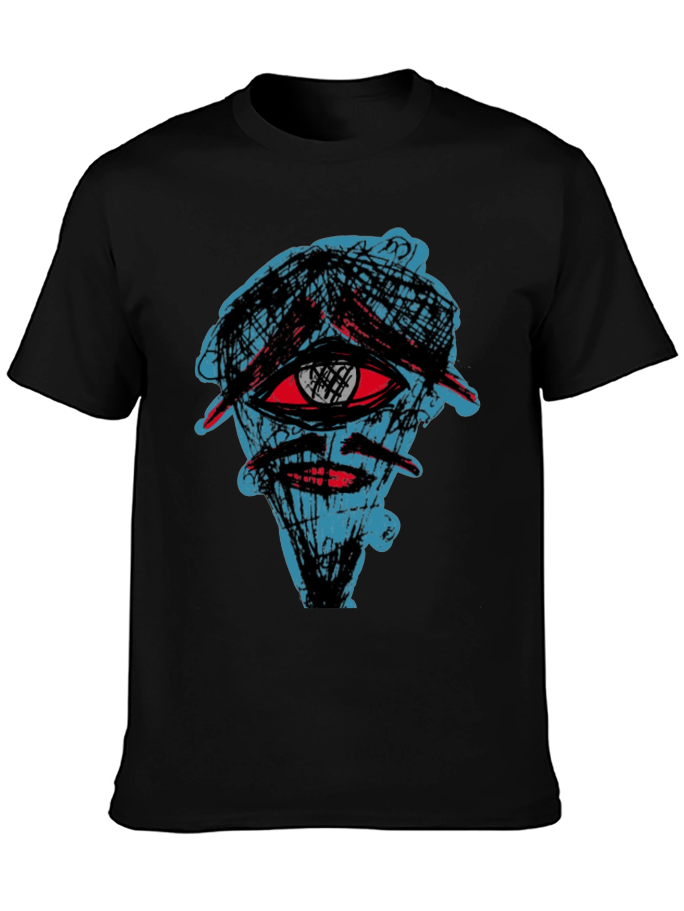 Abstract Eye Graphic Tee - Black Cotton Shirt