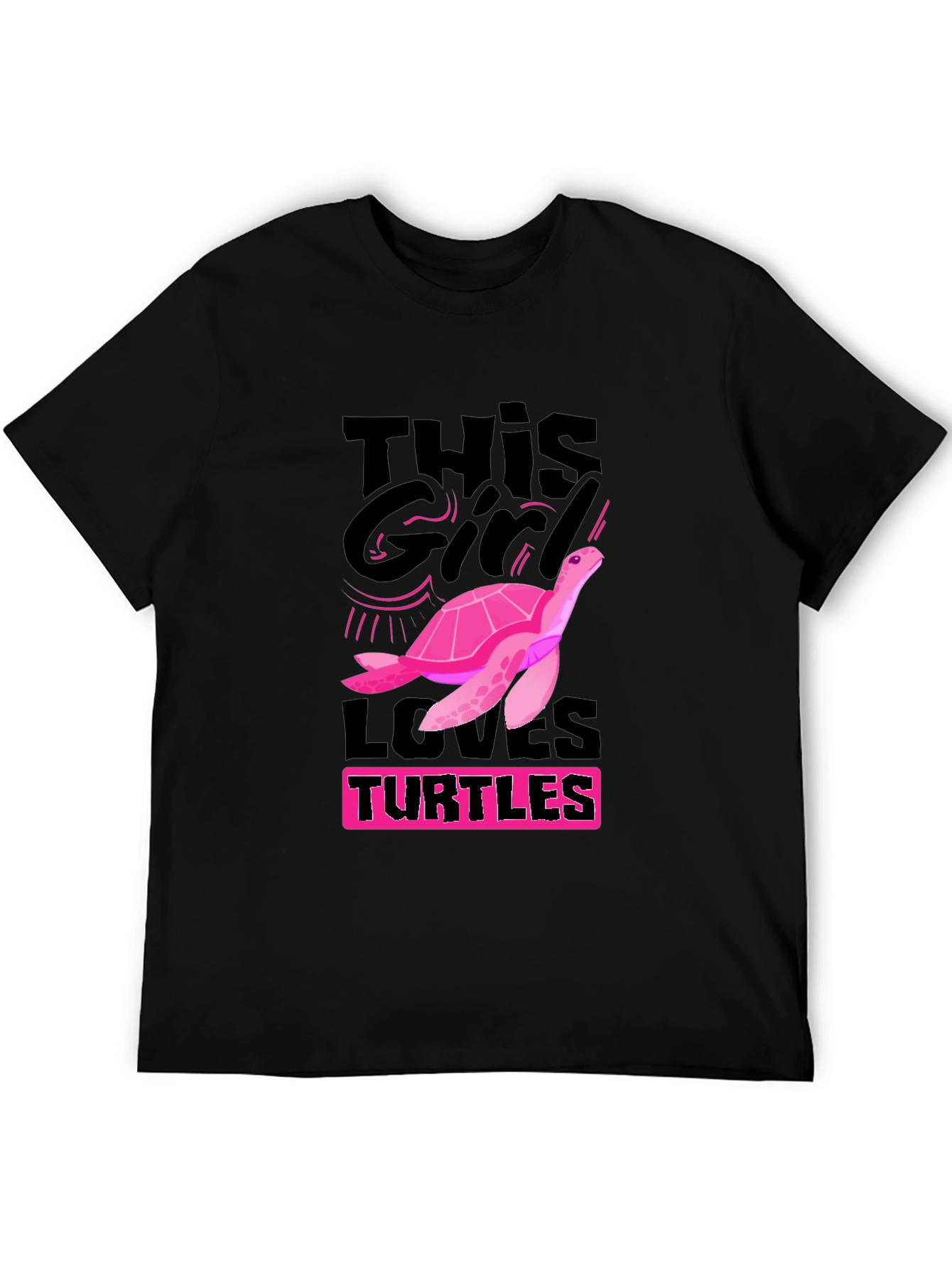 This Girl Loves Turtles T-Shirt - Black Cotton Tee
