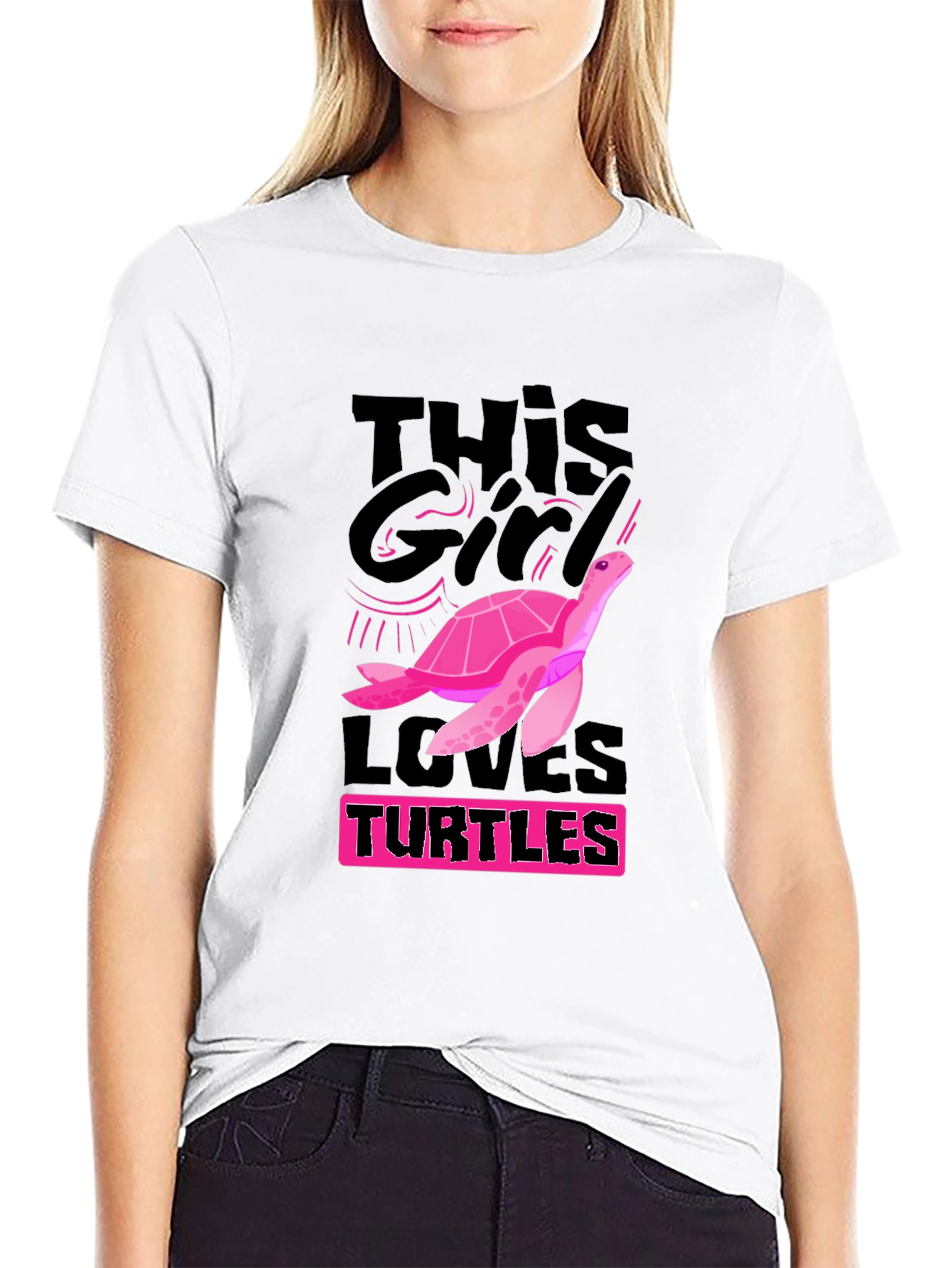 This Girl Loves Turtles T-Shirt - Black Cotton Tee