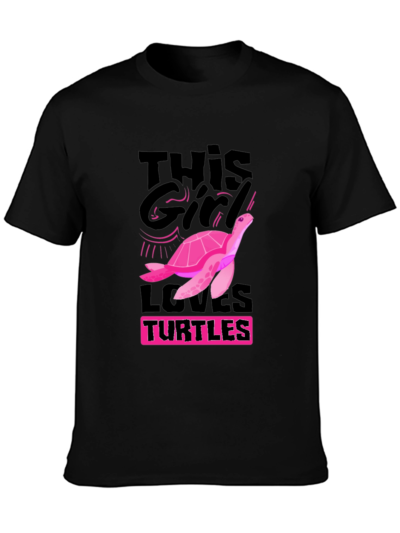 This Girl Loves Turtles T-Shirt - Black Cotton Tee