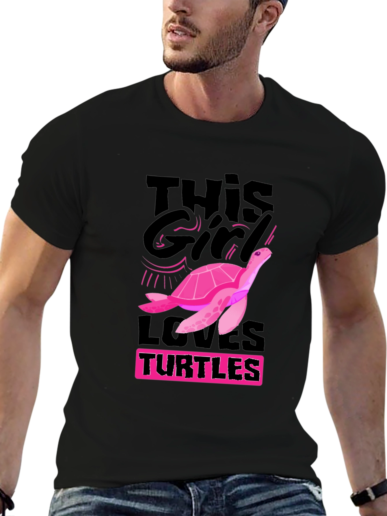 This Girl Loves Turtles T-Shirt - Black Cotton Tee