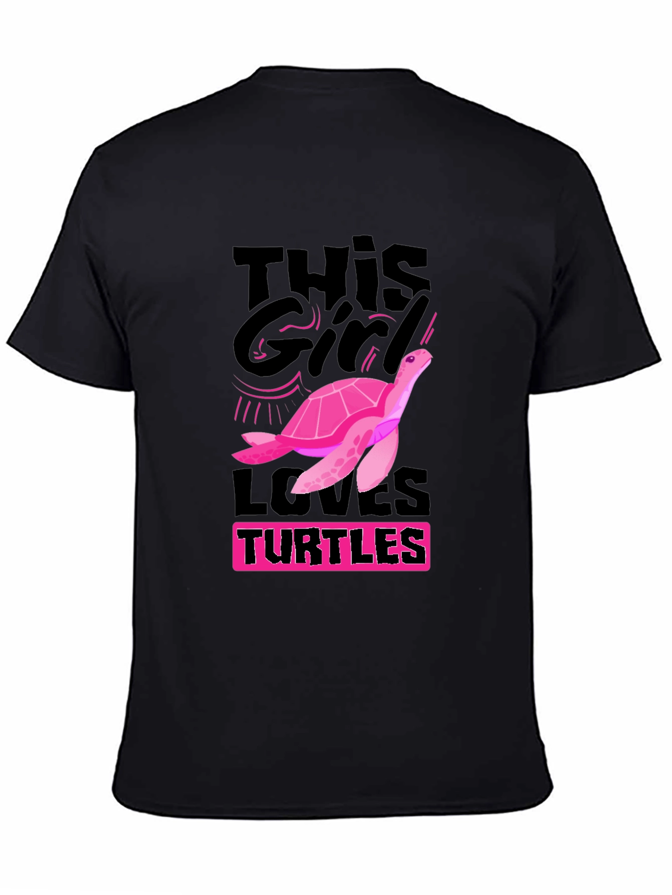 This Girl Loves Turtles T-Shirt - Black Cotton Tee