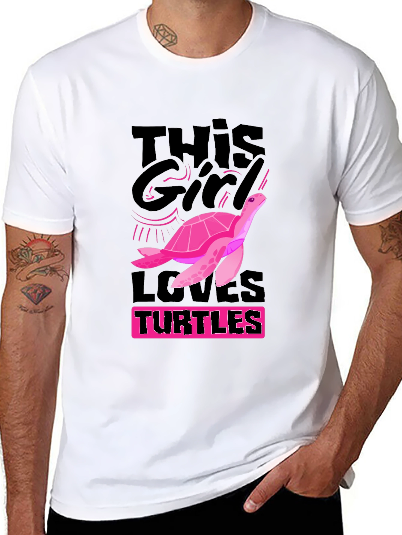This Girl Loves Turtles T-Shirt - Black Cotton Tee